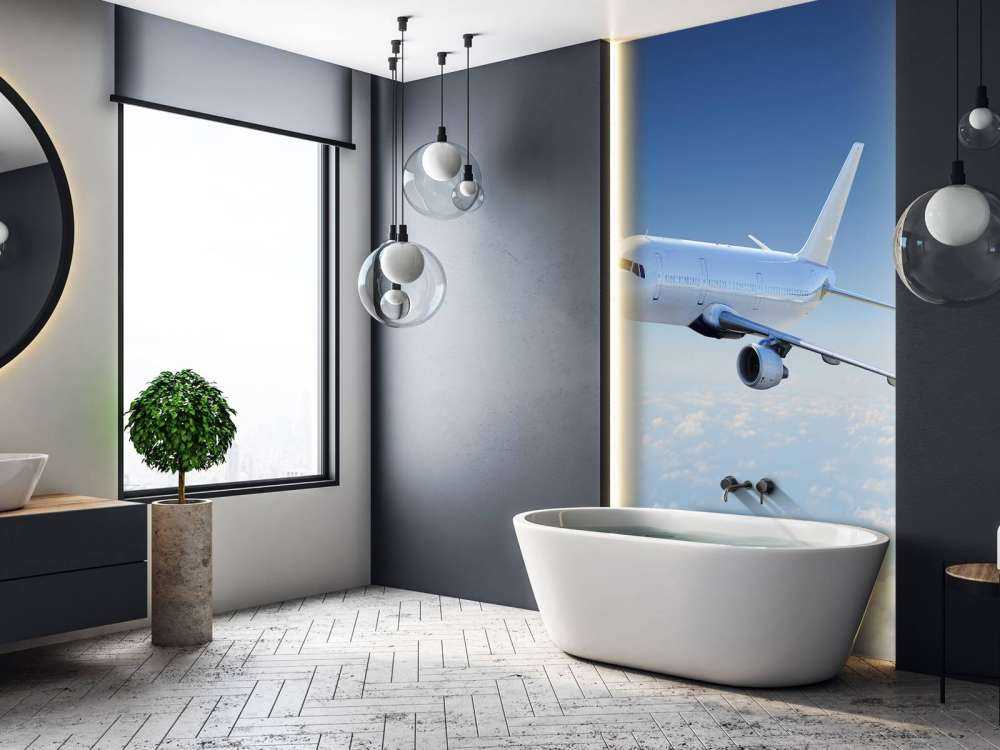 Airplane above the clouds