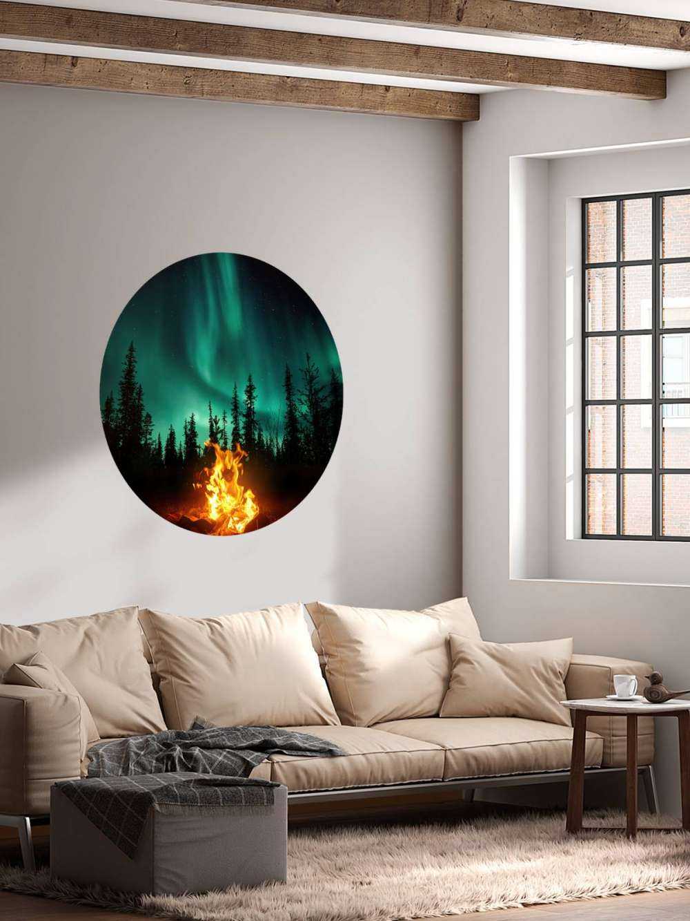 Campfire under the northern lights