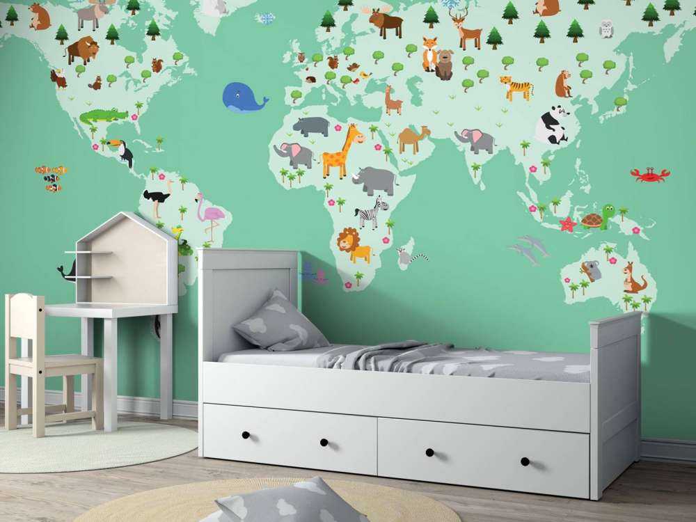World map for children in green