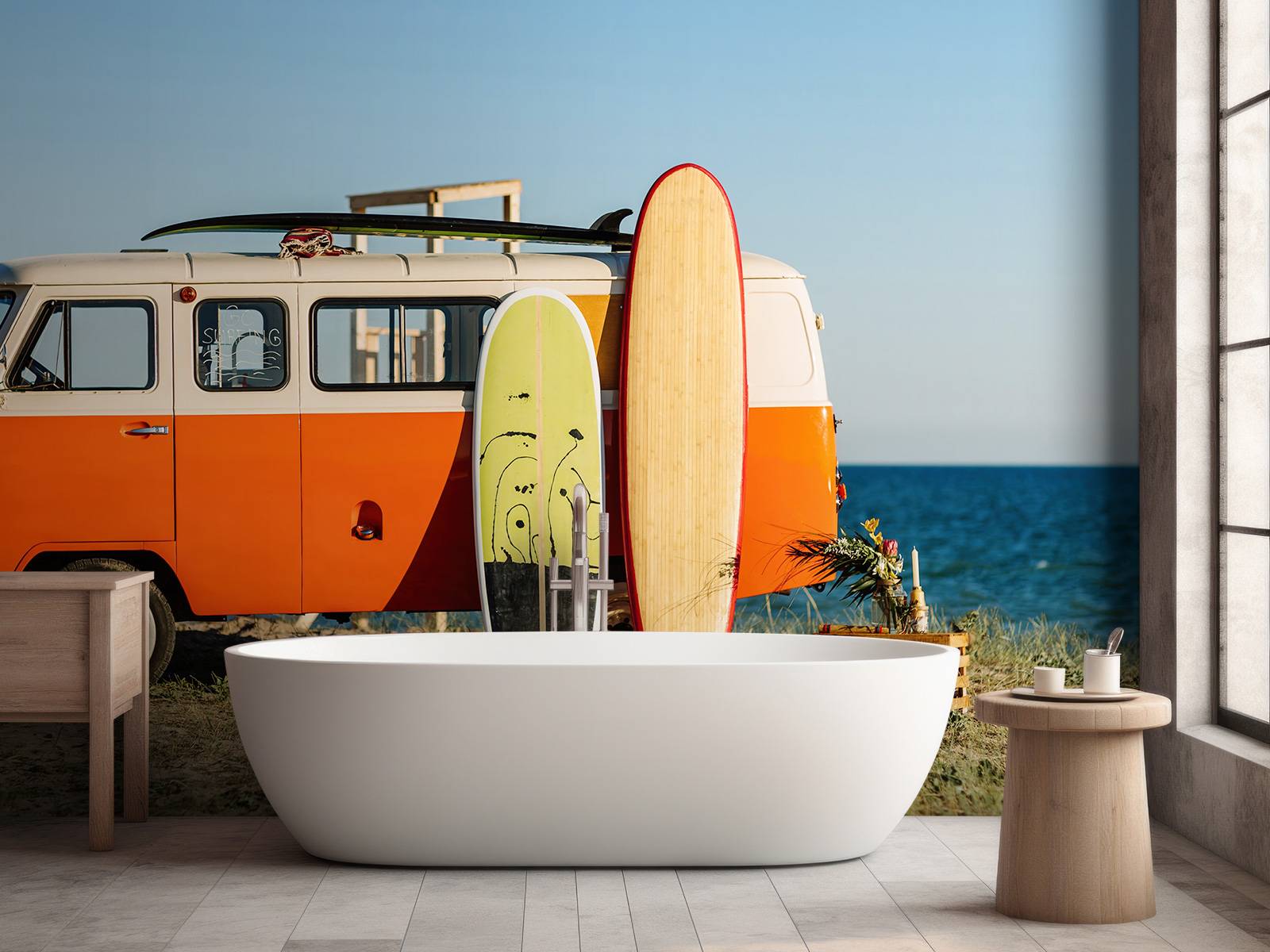 Bus with surfboard