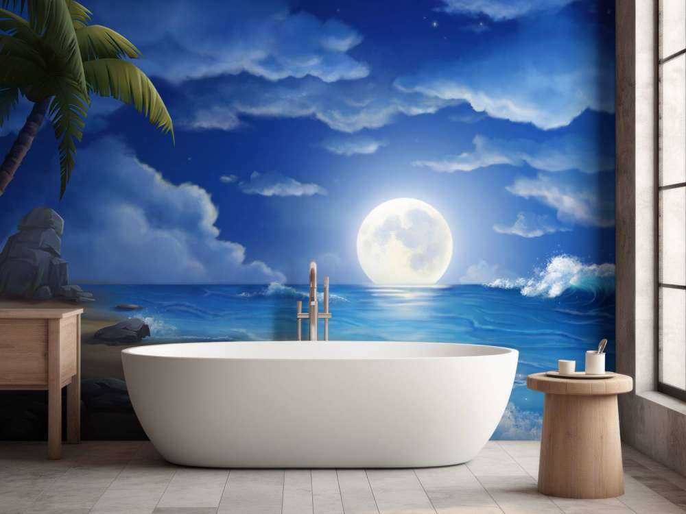 Beautiful beach at night