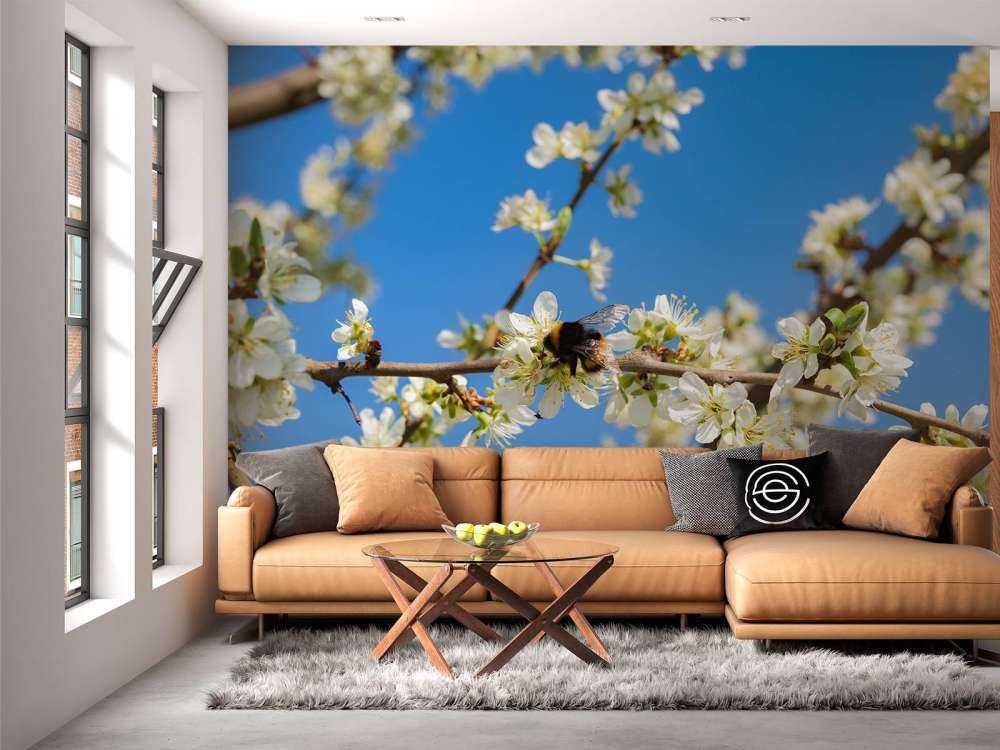 Bumblebee with white blossoms