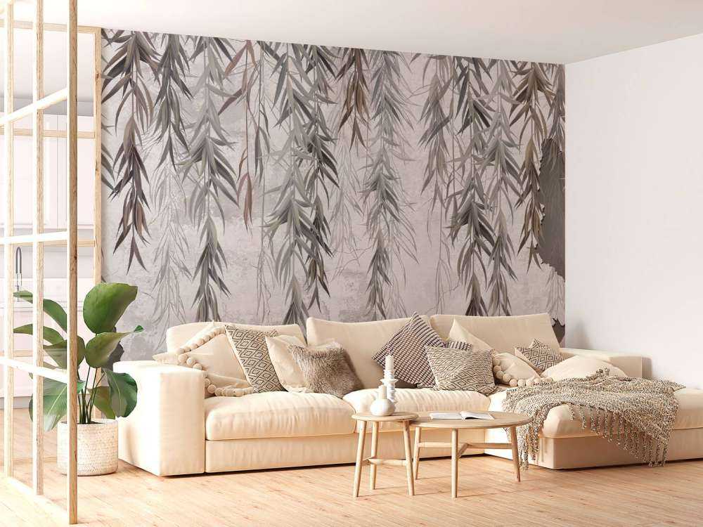 Hanging branches over concrete