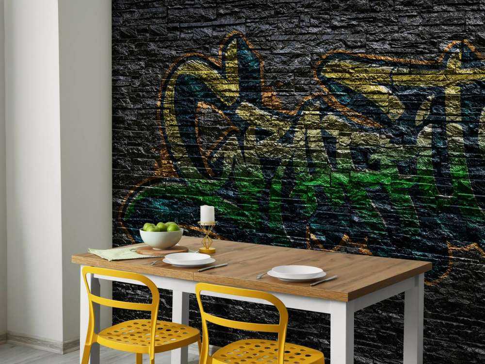 Graffiti on black stones