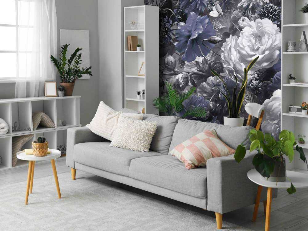 Big bouquet with blue poppies