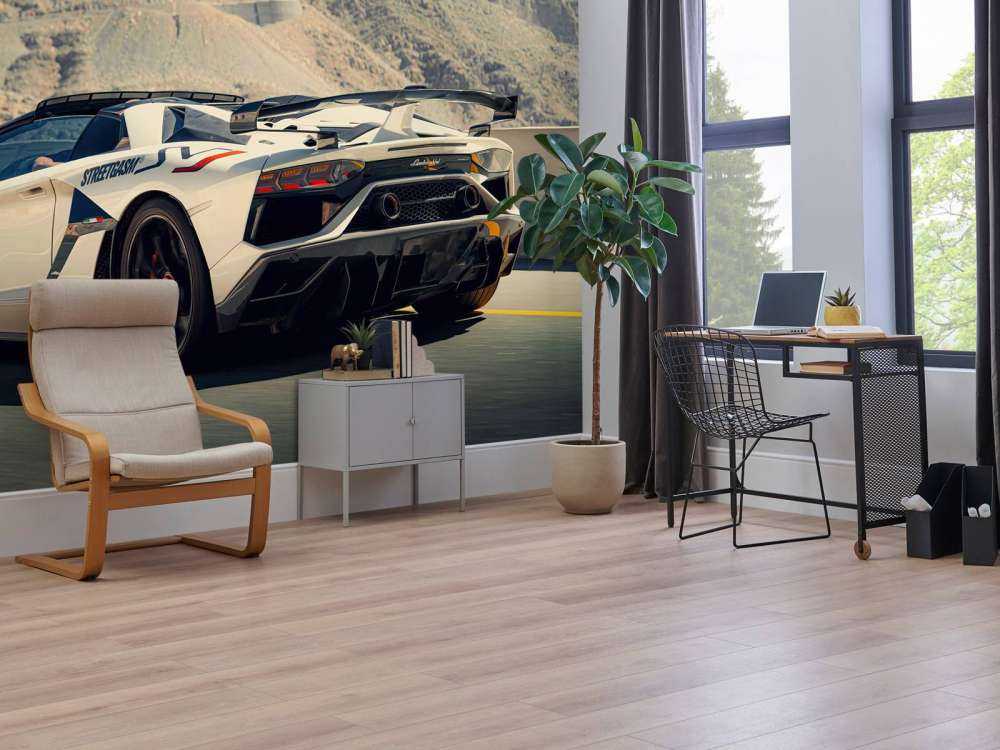 Supercar on mountain pass