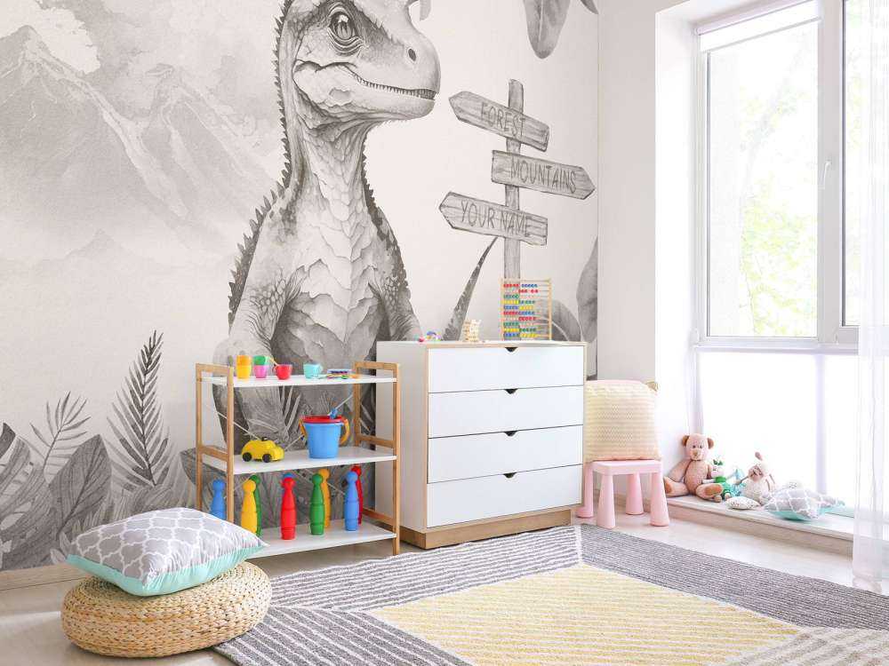 Baby velociraptor in the beige jungle