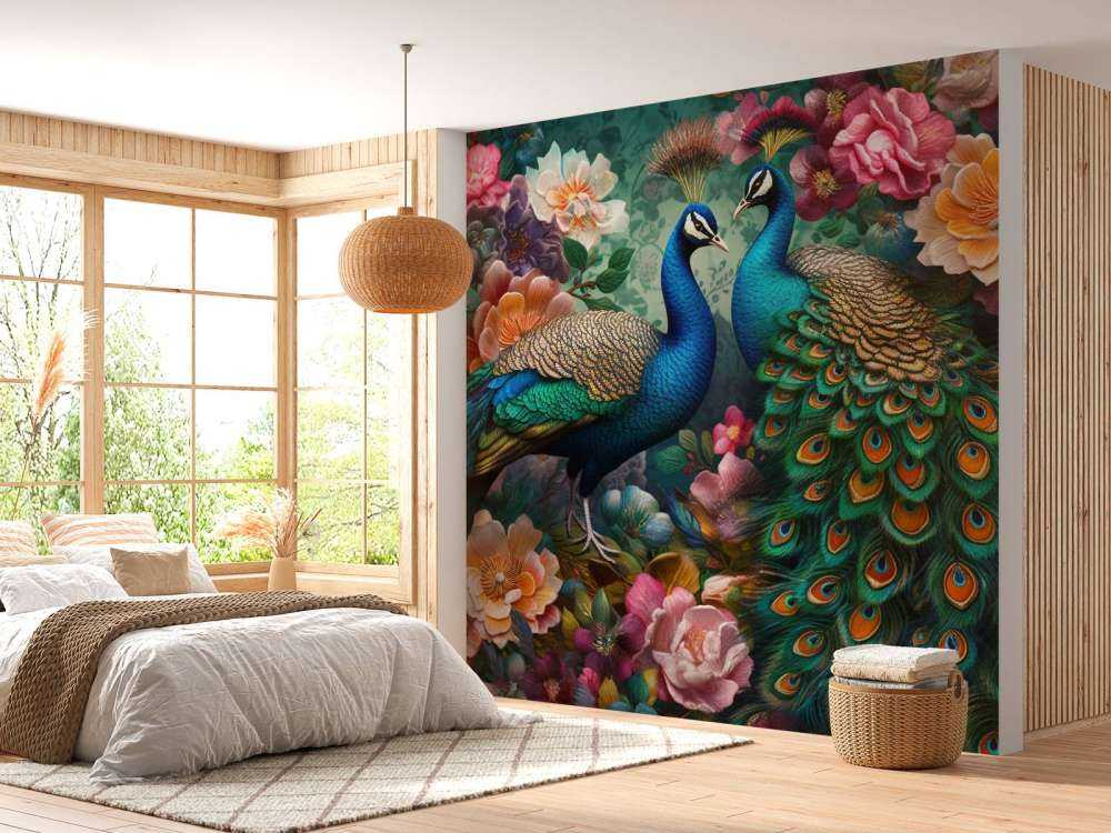 Floral Ball with Peacocks