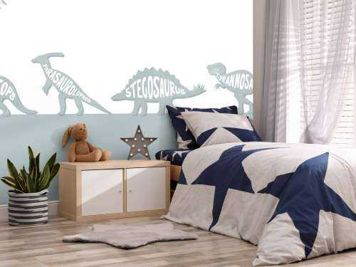 Dinos with text in blue