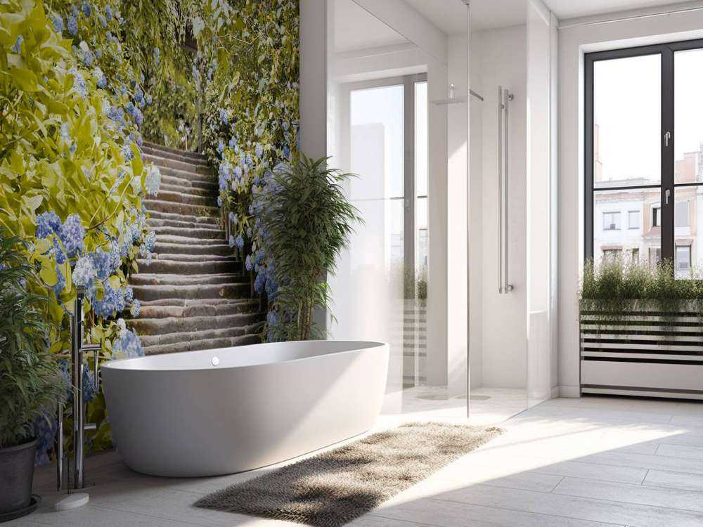 Blue flowers in park