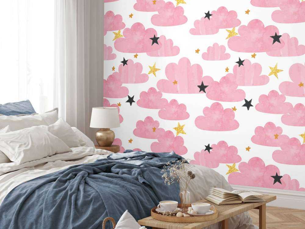 Watercolor clouds, pink