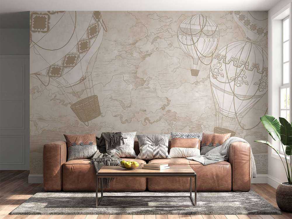 Hot air balloons over the city