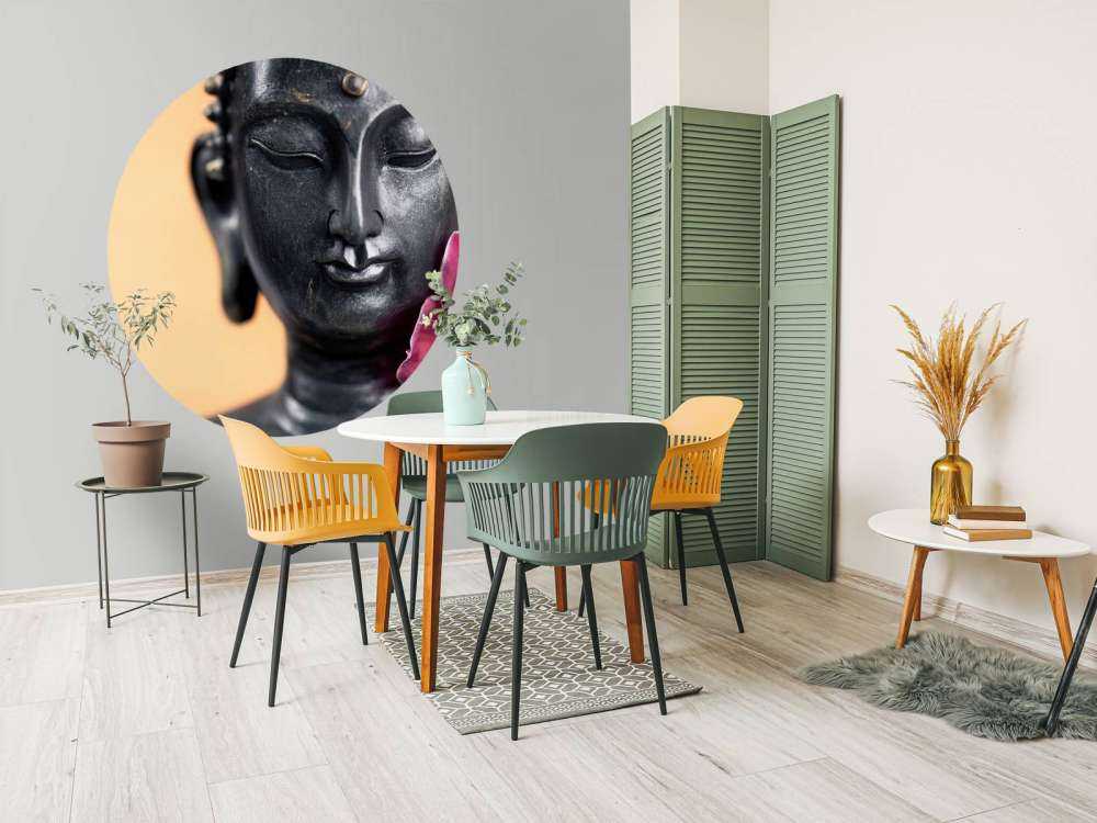 Buddha and pink orchid