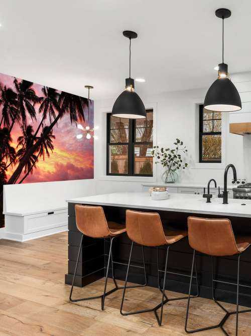 Palm trees over a red ocean