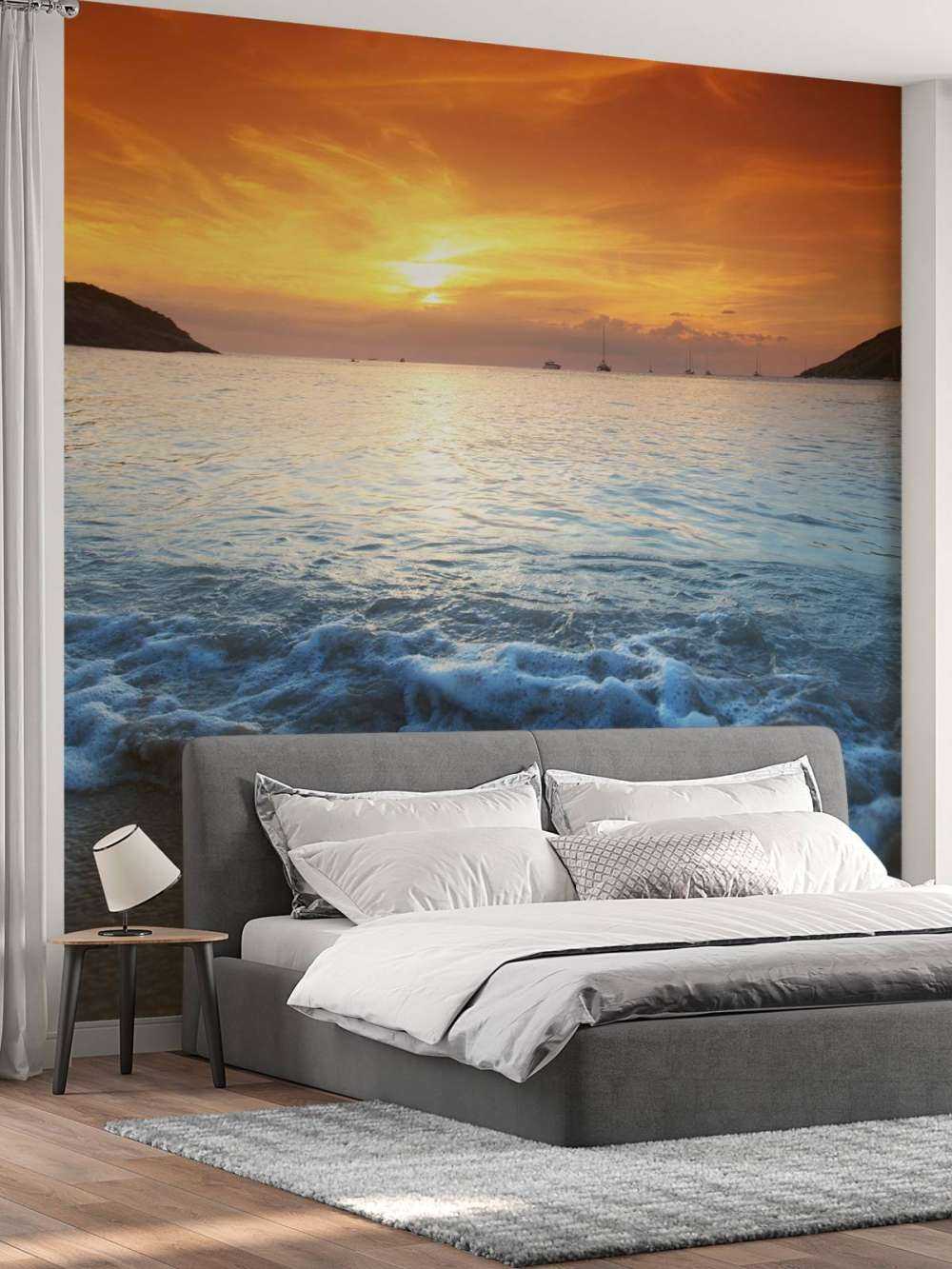 Blue beach and sunset