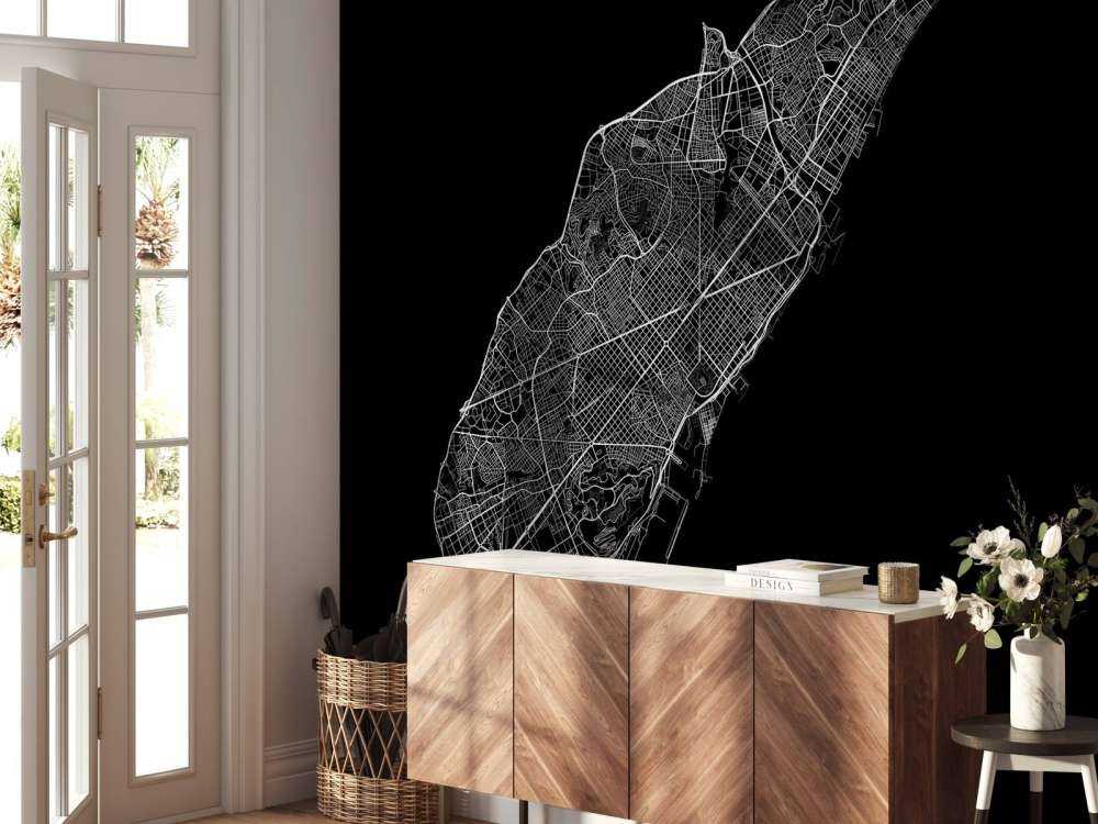 Plattegrond van Barcelona, zwart