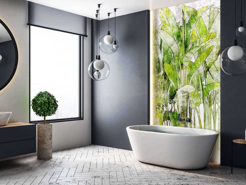 Large drawn palm leaves