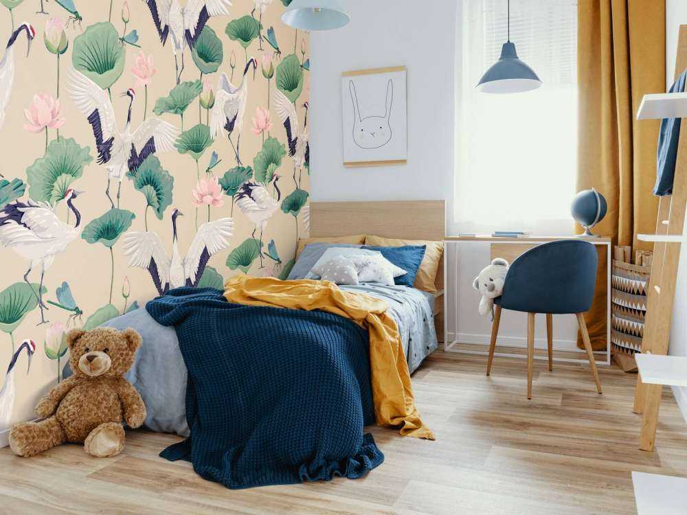 Witte kraanvogels, beige