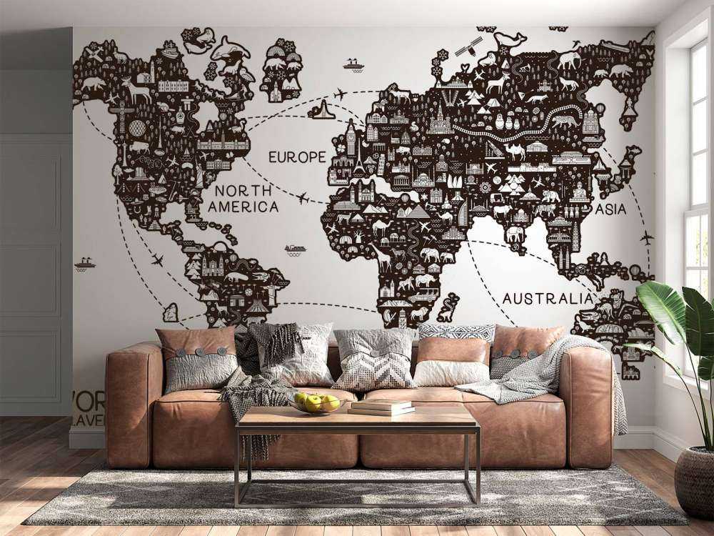 Wereldkaart met reislijnen