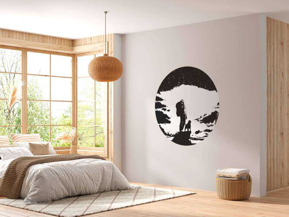 Reiziger met hond zwart-wit