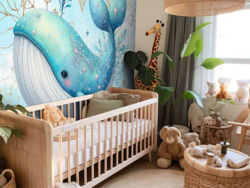 Magical whale in ocean dreams