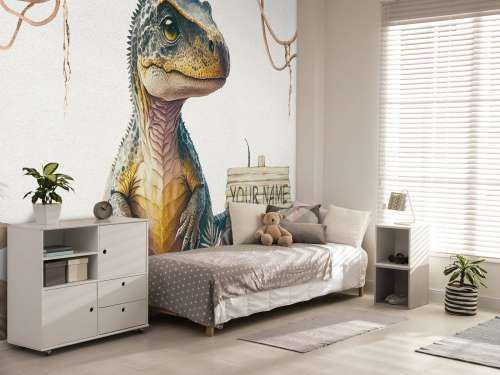 Baby t-rex in the taupe jungle