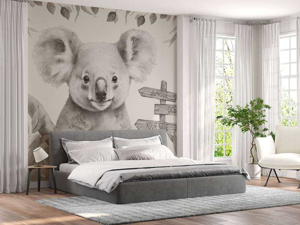 Baby koala in the jungle beige