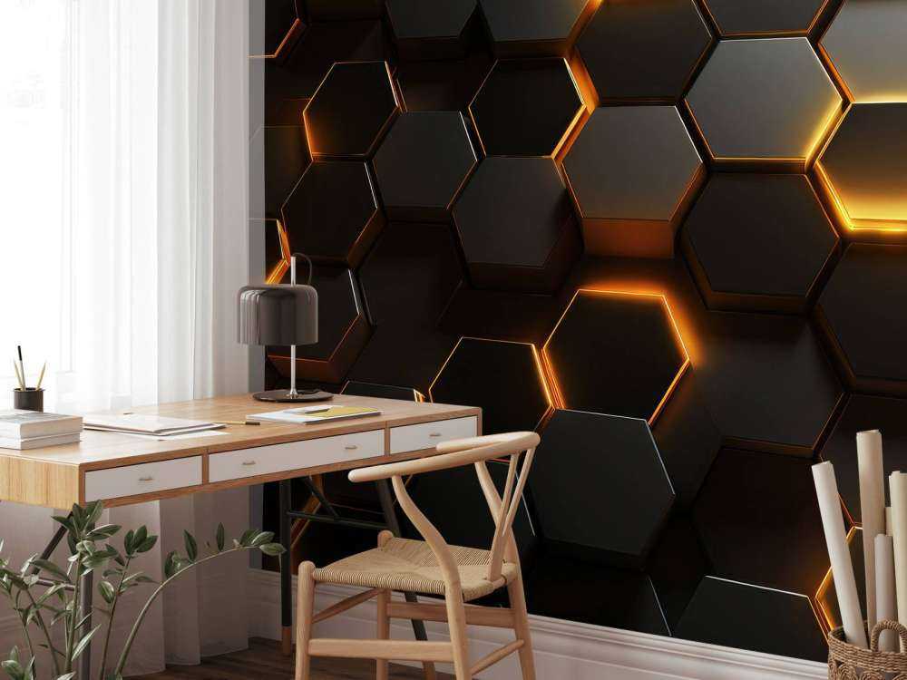 Glowing Golden Hexagons