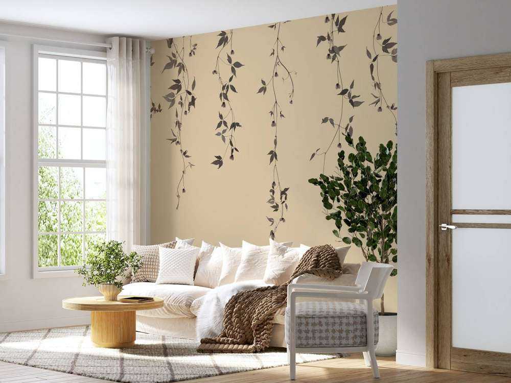 Clematis twigs on beige