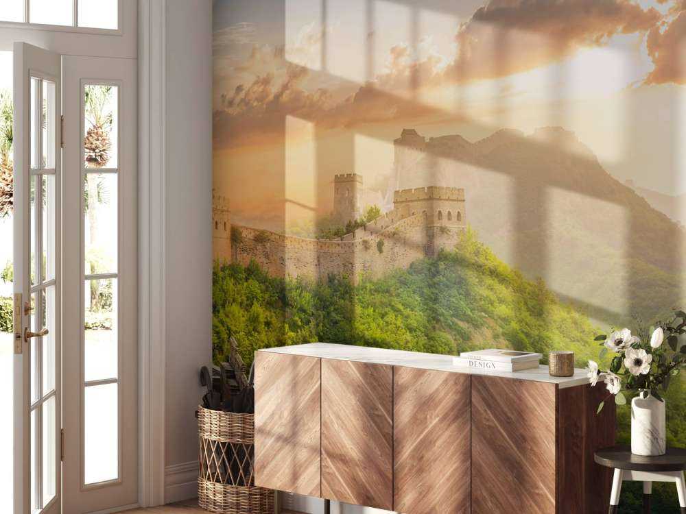 Chinese muur bij zonsopkomst