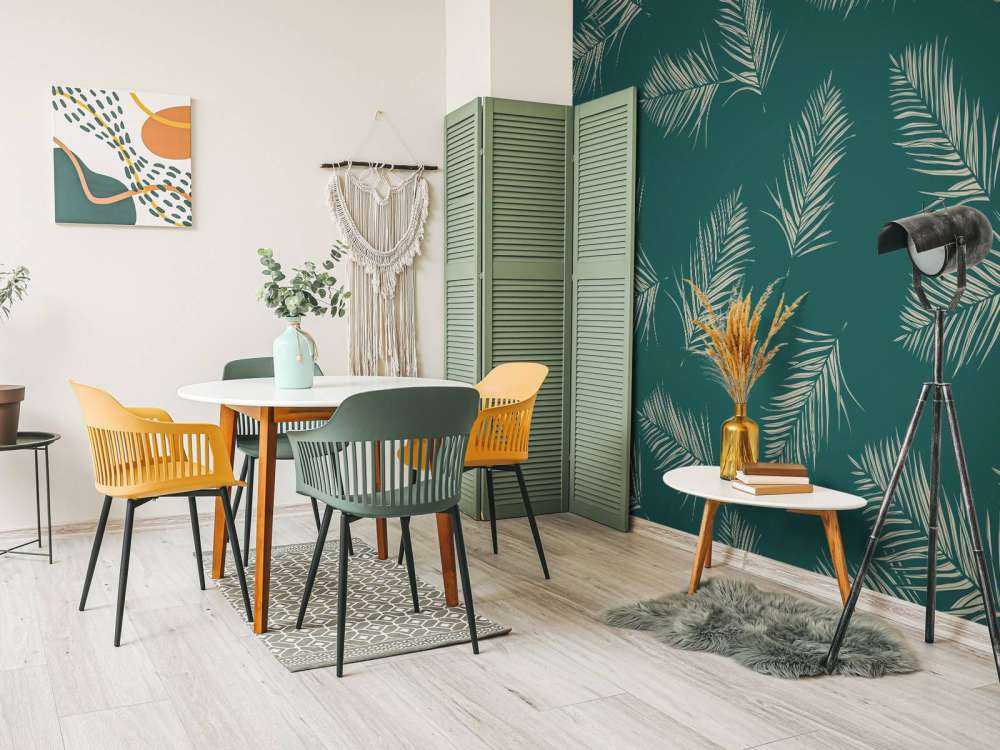 Green leaves on green background