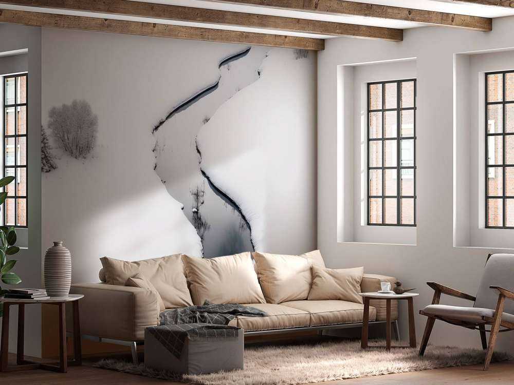 Minimalistisch landschap met sneeuw