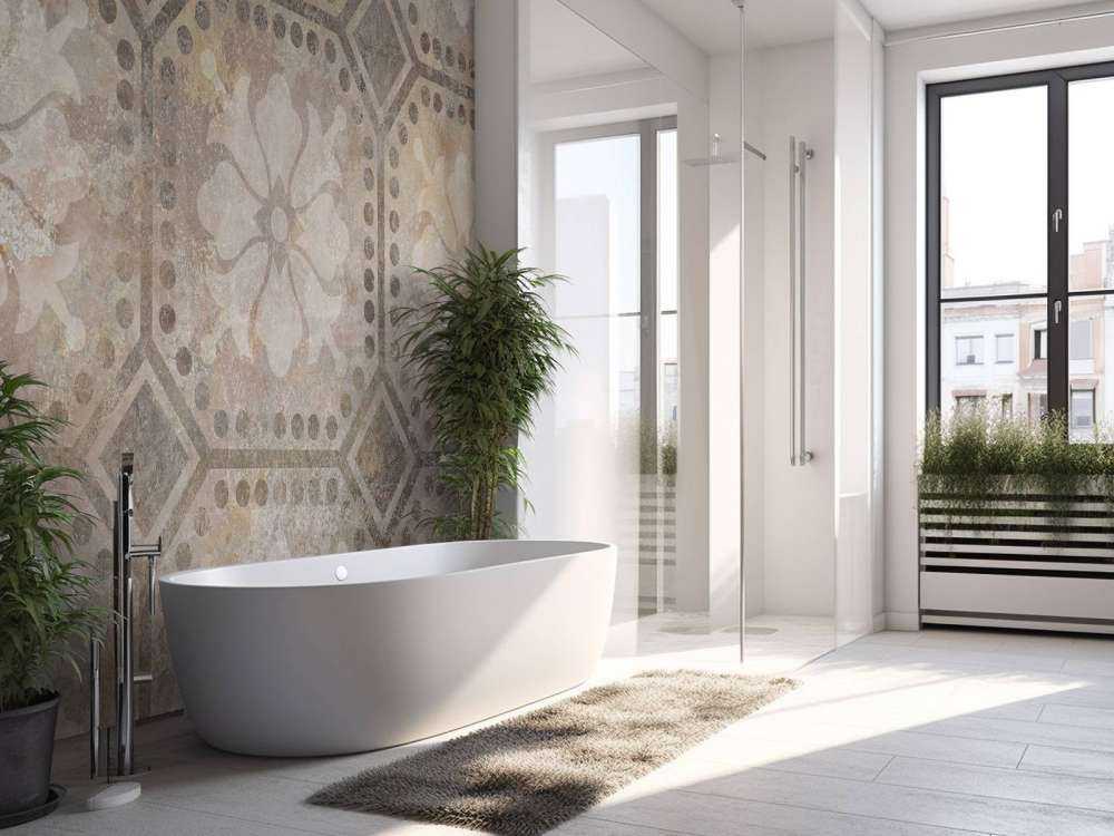 Bloemen illustratie in beige