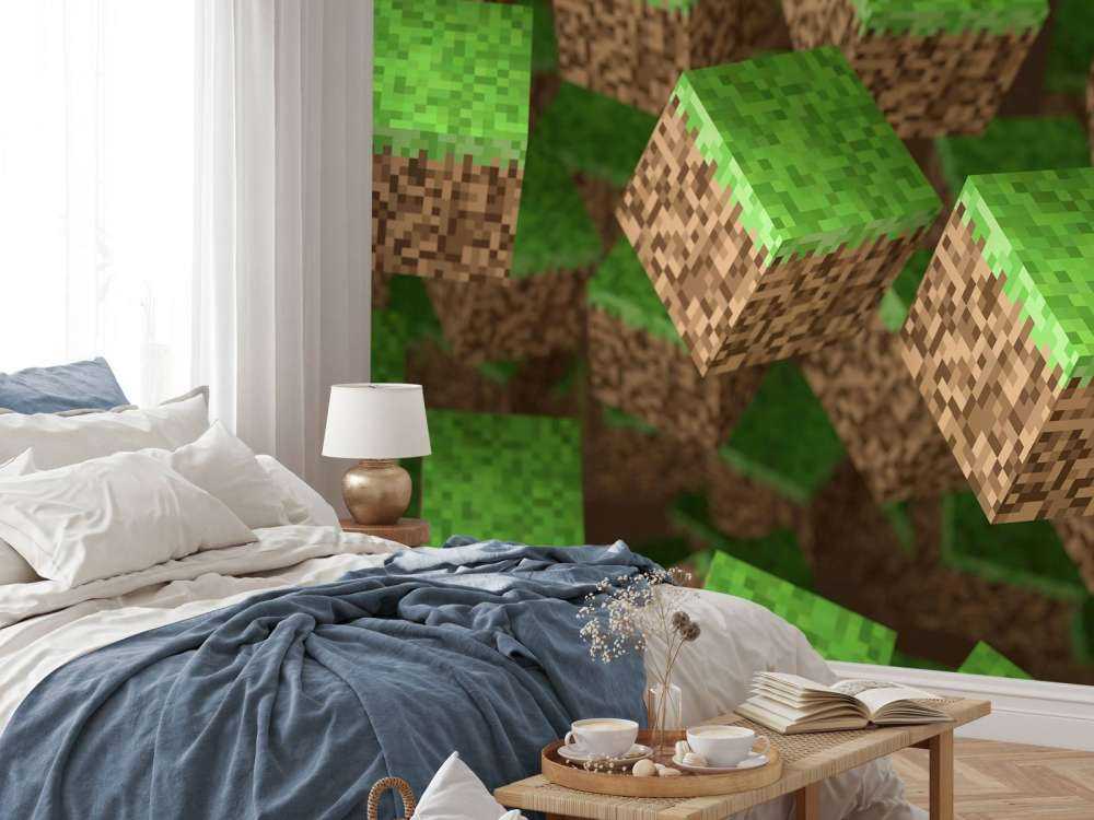 3D Minecraft grass blocks