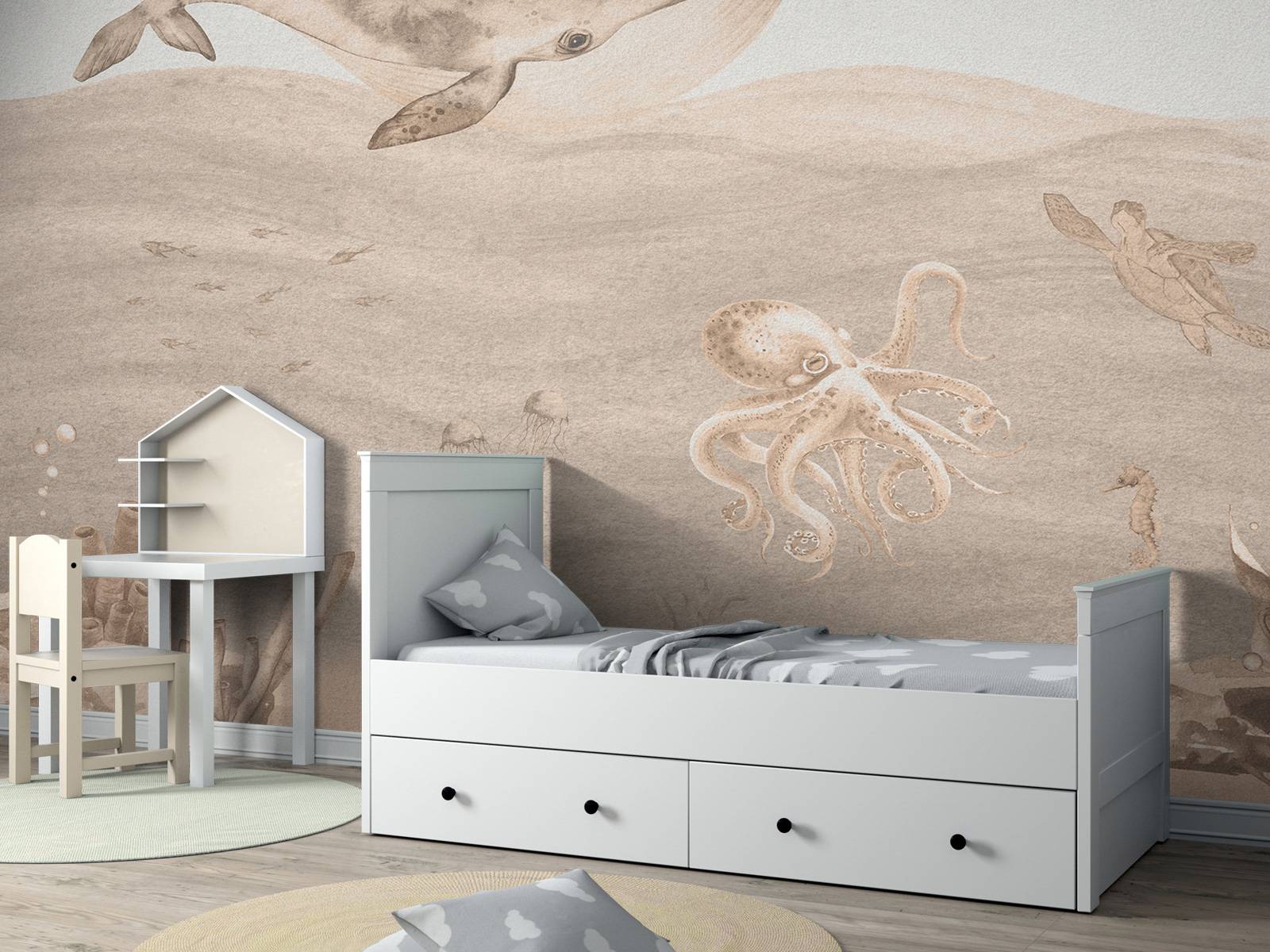 Underwater world in taupe
