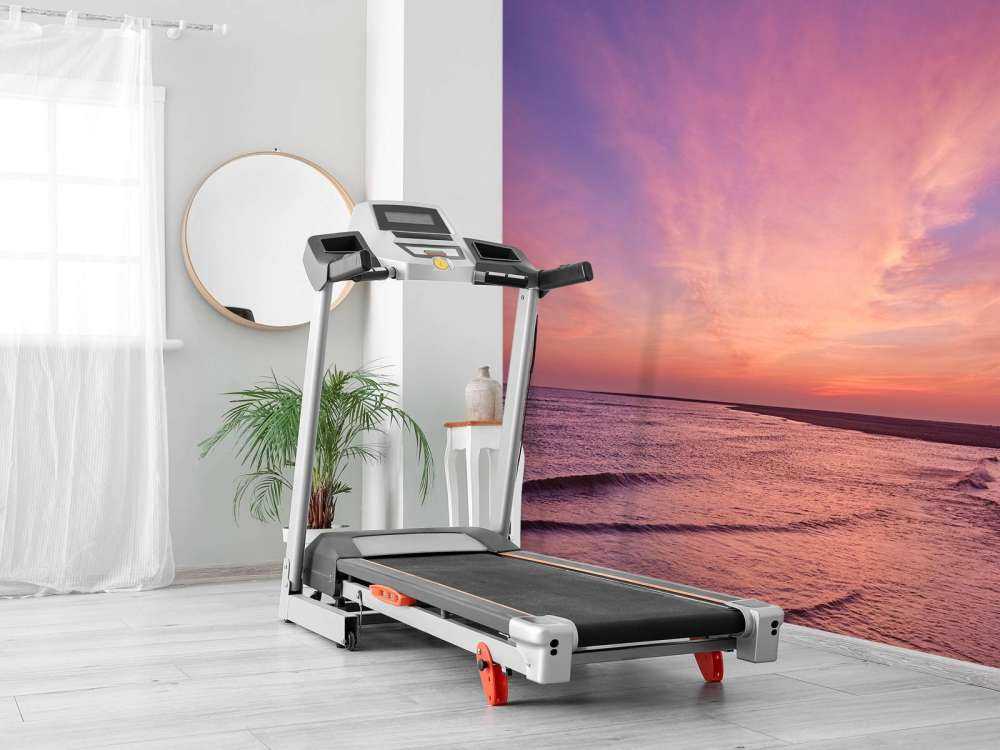 Beach with pink sunset