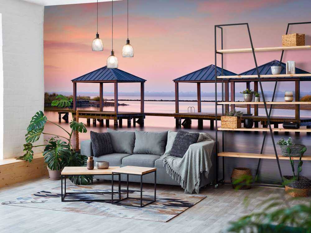 Swimming jetty at sunrise