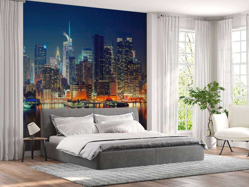 Photo wallpaper New York skyline at night