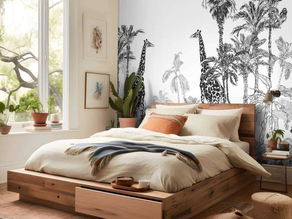 Sketched animals in the jungle