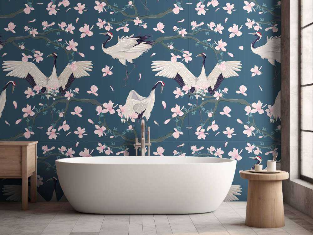 Cranes with magnolias