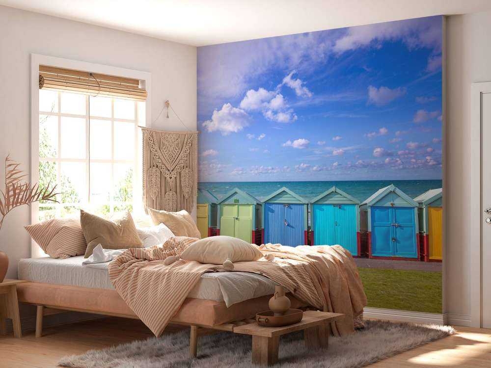 Colourful beach huts