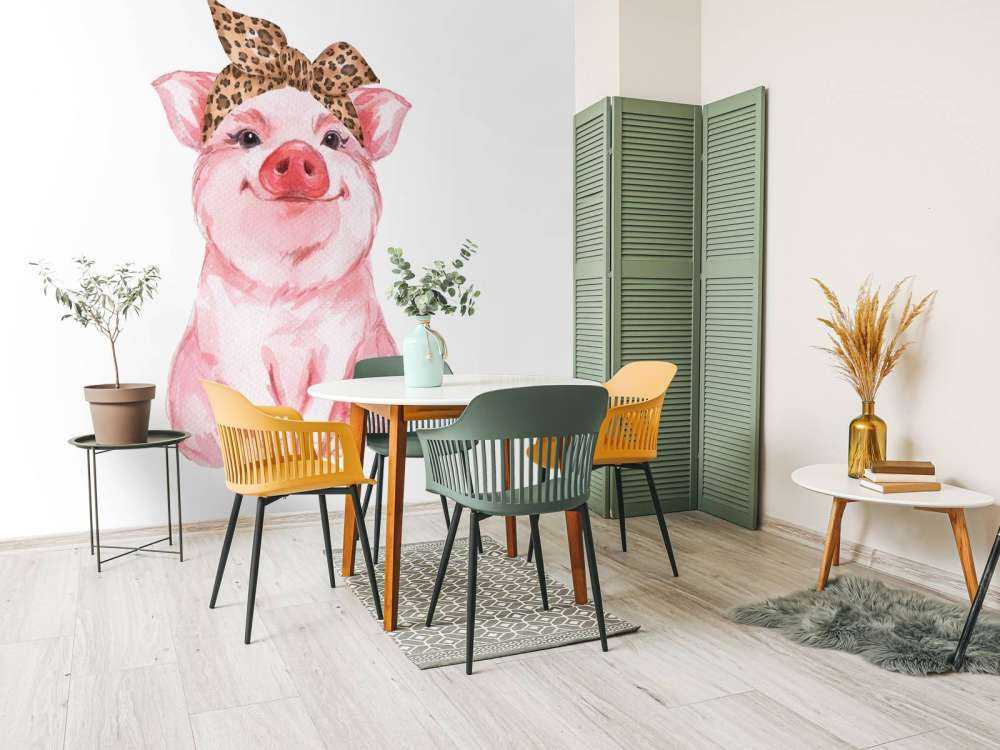 Funny little pig with a bandana