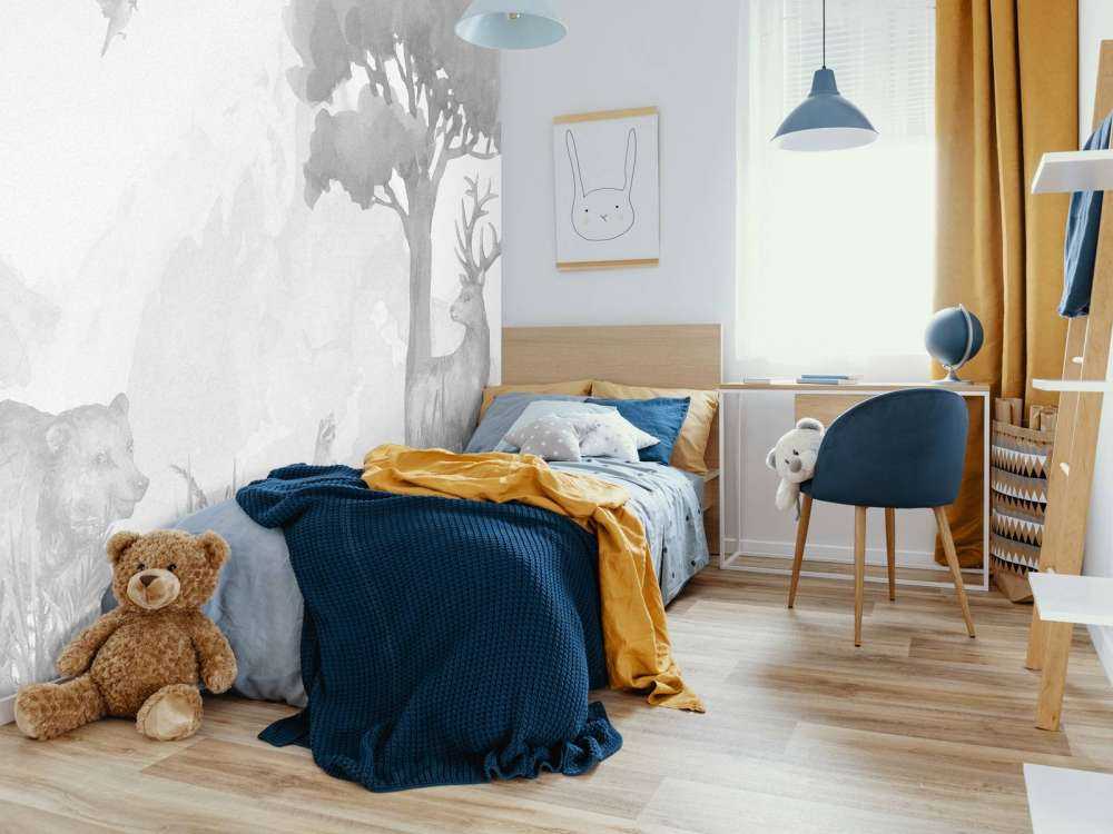 Forest animals in black and white