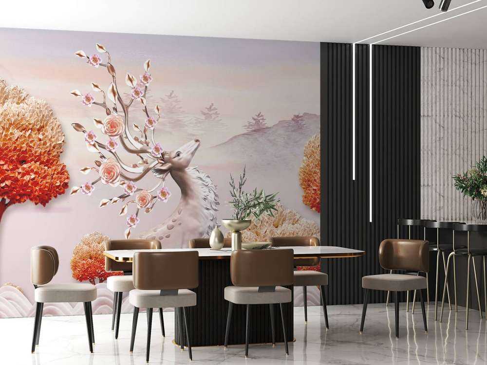 Deer with flowers