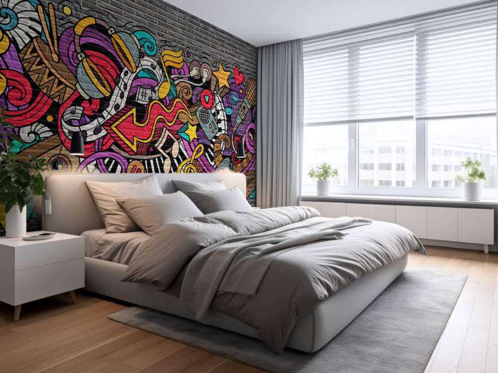 Music graffiti on brick