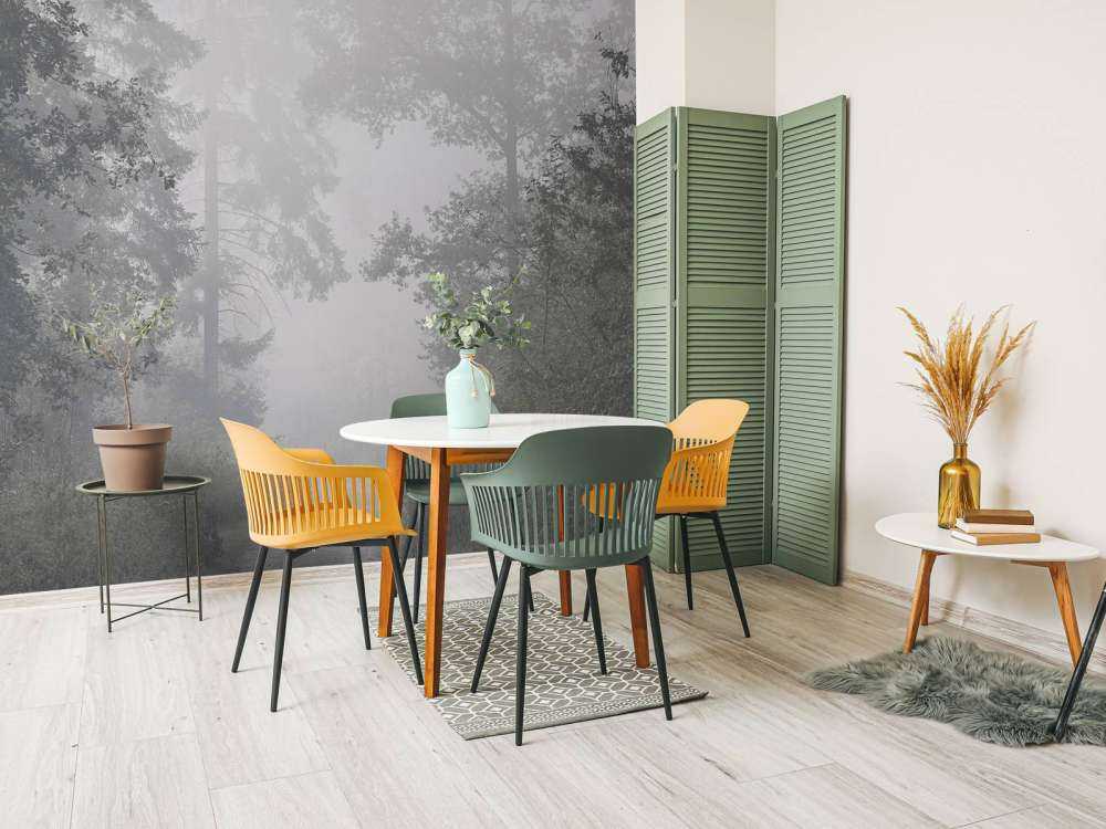 Road through misty forest