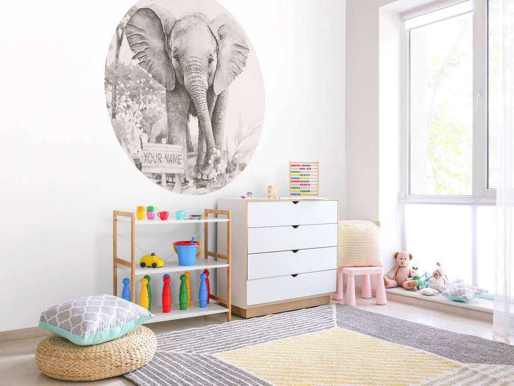 Baby elephant in the jungle beige