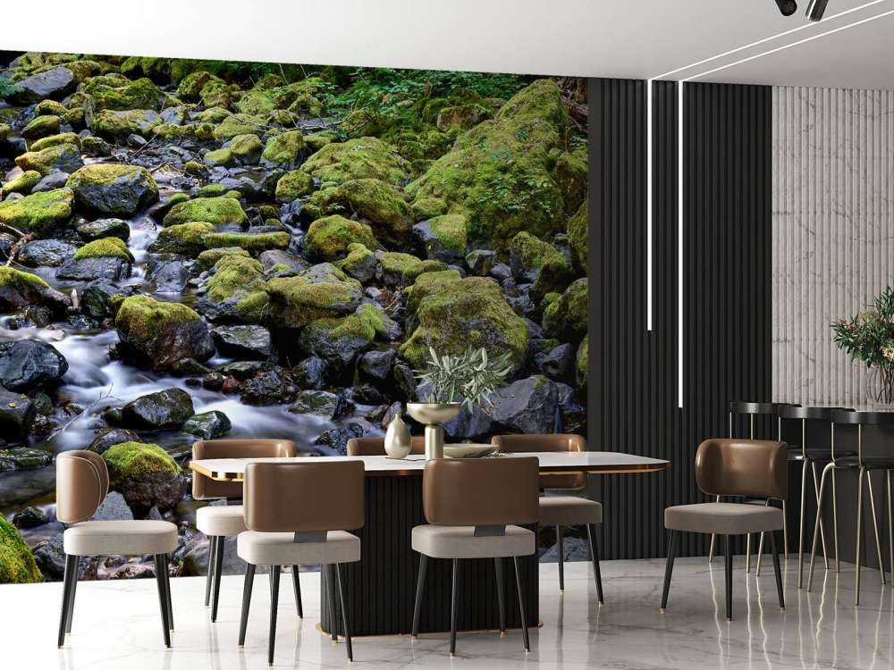 Running water with boulders