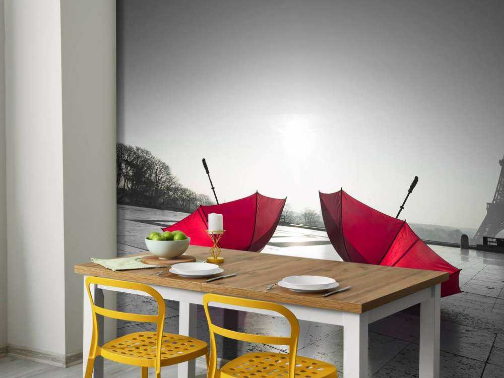 Red umbrellas