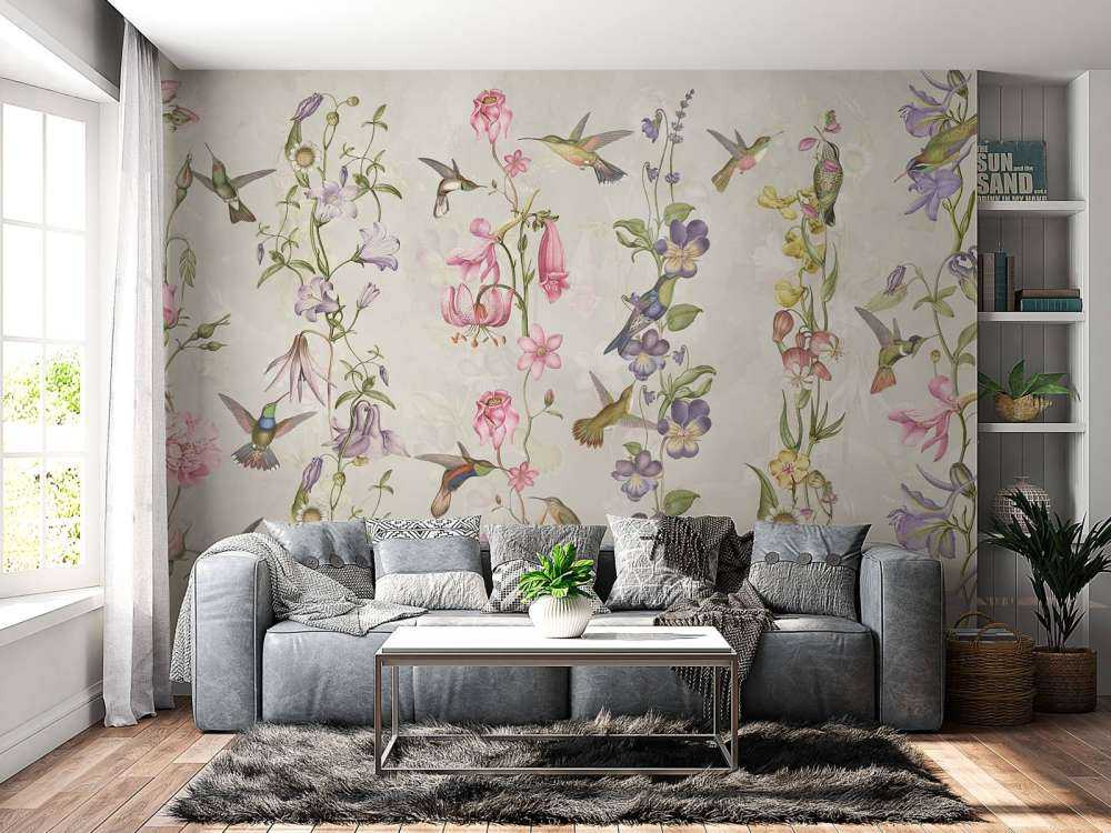 Meadow and Garden Flowers Taupe